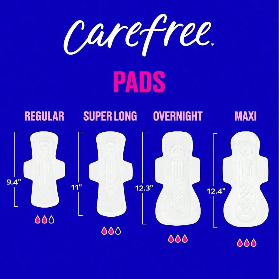 Carefree Ultra Thin Pads for Women, Overnight with Wings | Feminine Care & Postpartum Protection | 40ct (Pack of 1)