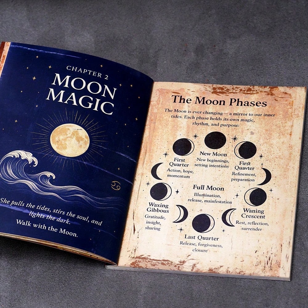 77 Pages Witchcraft Magic Book, Includes Moon Phases, Herbal Knowledge, Spells, Gothic Dark Academia Style Witch's Diary, Perfect For Modern Witches, Wiccans, And Spiritual Explorers