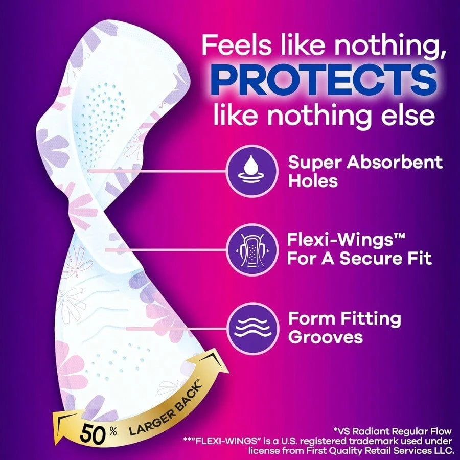 Always Radiant Flexfoam Pads For Women Size 5 Extra Heavy Overnight Absorbency With Wings Scented