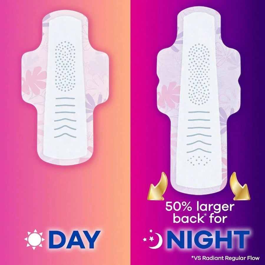 Always Radiant Flexfoam Pads For Women Size 5 Extra Heavy Overnight Absorbency With Wings Scented