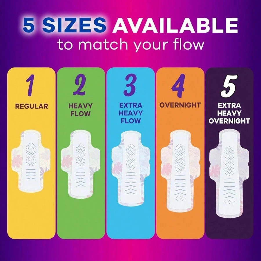 Always Radiant Flexfoam Pads For Women Size 5 Extra Heavy Overnight Absorbency With Wings Scented