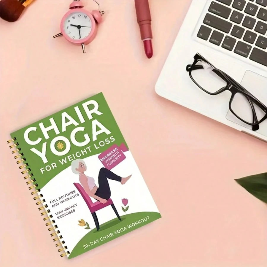 1Pcs 30-Day Chair Yoga Guide: Weight Loss, Muscle Building, And Flexibility Enhancement – Beginner Exercises