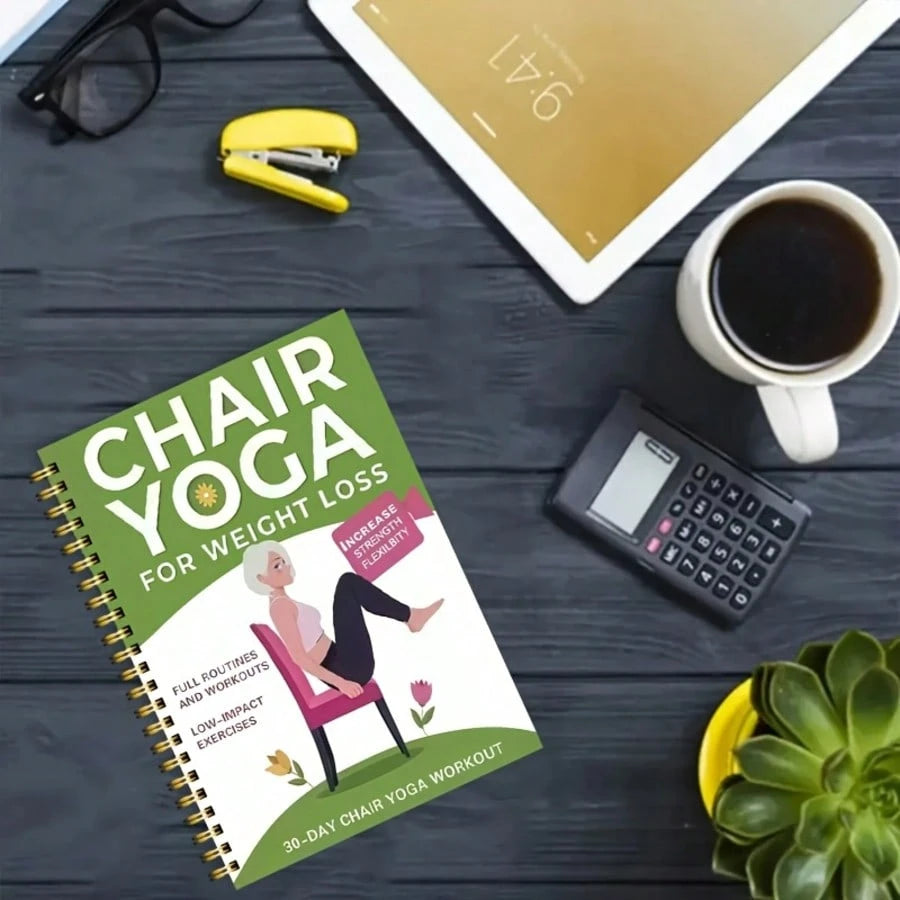 1Pcs 30-Day Chair Yoga Guide: Weight Loss, Muscle Building, And Flexibility Enhancement – Beginner Exercises