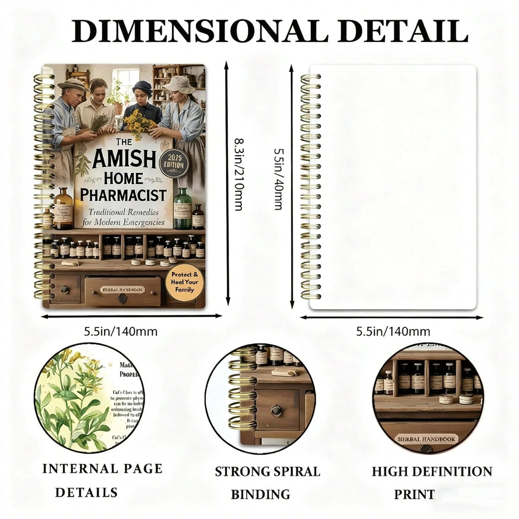 Amish Family Apothecary Notebook - Vintage Herbal Medicine Book, Contains Herbal And Plant Elements