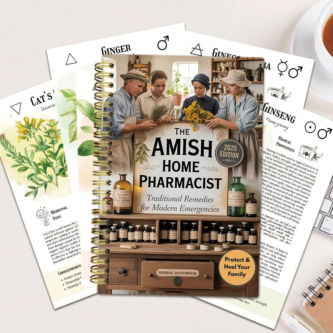 Amish Family Apothecary Notebook - Vintage Herbal Medicine Book, Contains Herbal And Plant Elements