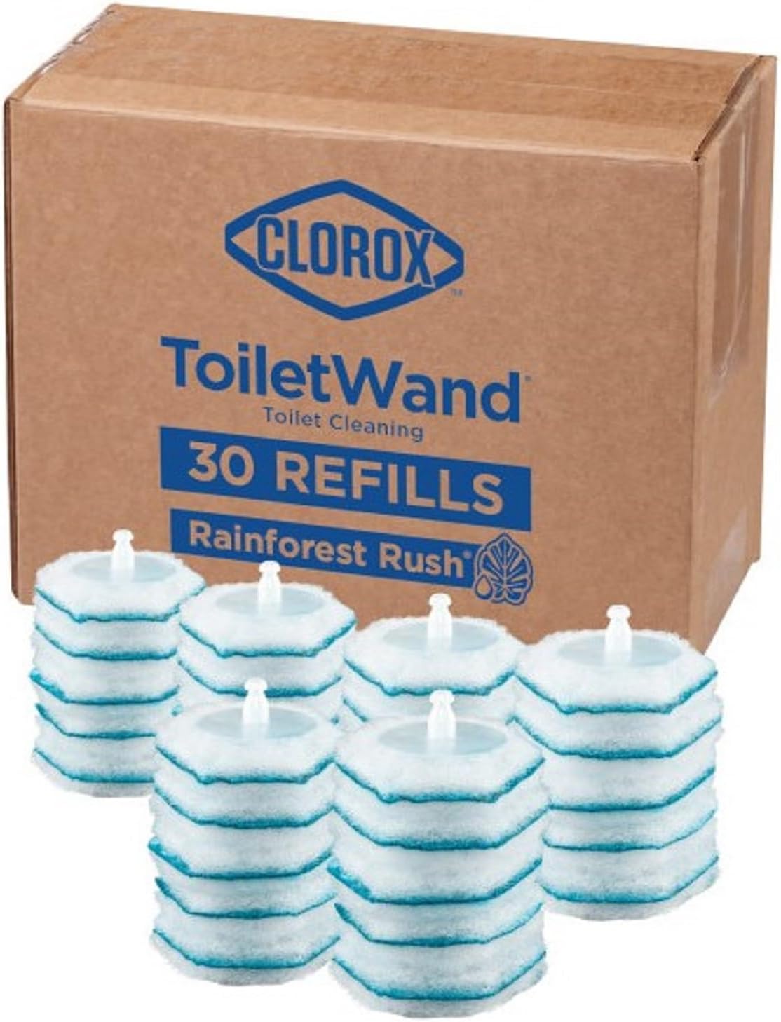 Clorox ToiletWand Toilet Cleaner Refills, Toilet brush, Rainforest Rush, 30 Ct