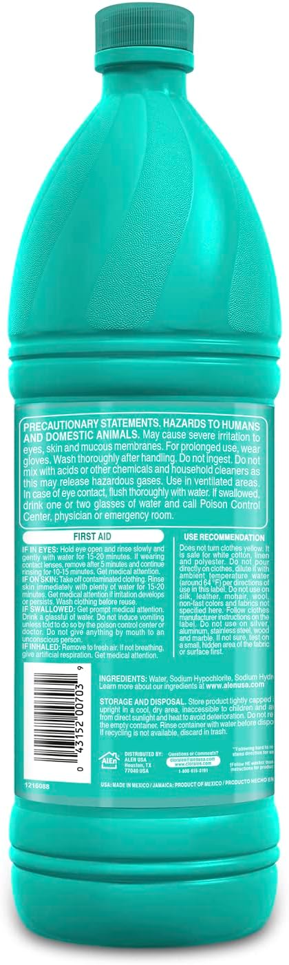 Cloralen Household Cleaning Liquid Bleach - 32.12 fl oz - 3-in-1 Multipurpose Cleaner for Laundry, Bathroom & Kitchen - Deodorizes, Whitens & Deep Cleans