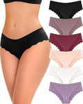 6 pack Seamless Underwear for Women Sexy Low Rise Hipster Wave Edge No Show Bikini Panties Womens Cheeky S-XL