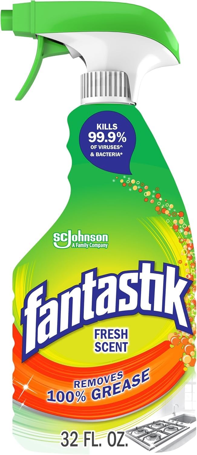 Click to see full view Fantastik All Purpose Cleaner, Multipurpose Surface Cleaner & Kitchen Grease Removal, Packaging Designed to Prevent Leakage and Breakage, Fresh Scent, 32 Fl Oz