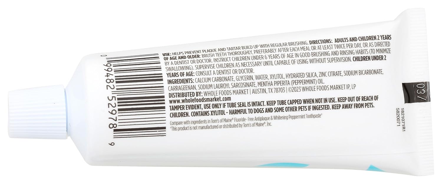 365 by Whole Foods Market, Fluoride Free Travel Toothpaste, 3 Ounce