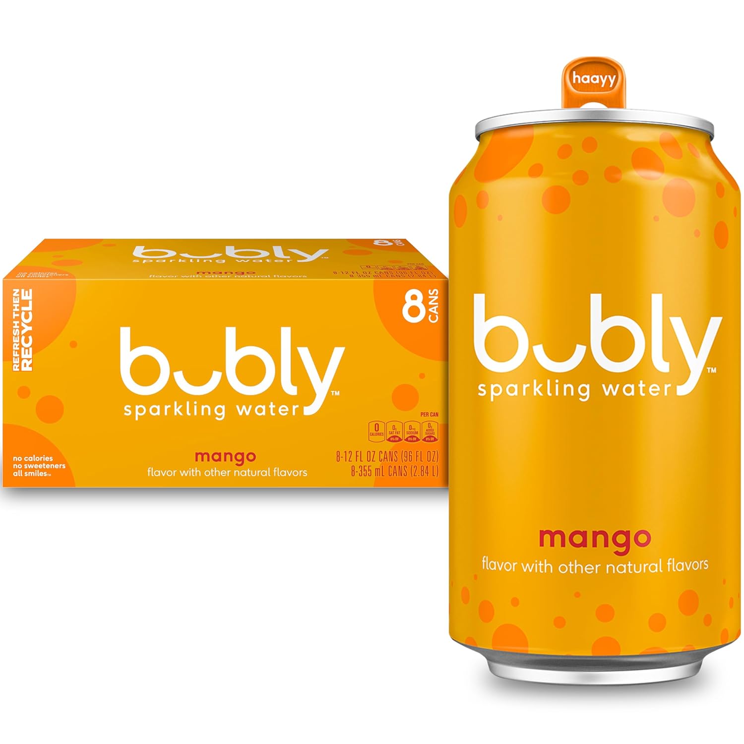 bubly Sparkling Water, Mango, 12 Fl Oz Cans (Pack of 8)