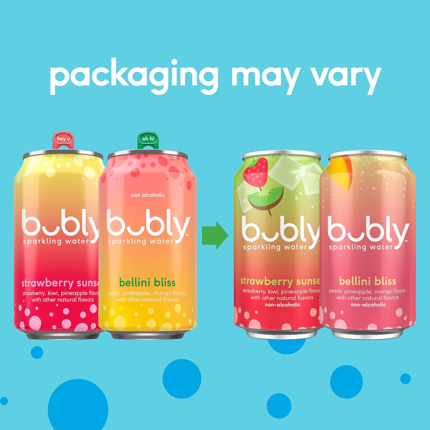 bubly Sparkling Water, Bellini Bliss, 12 Fl Oz Cans (Pack of 8)
